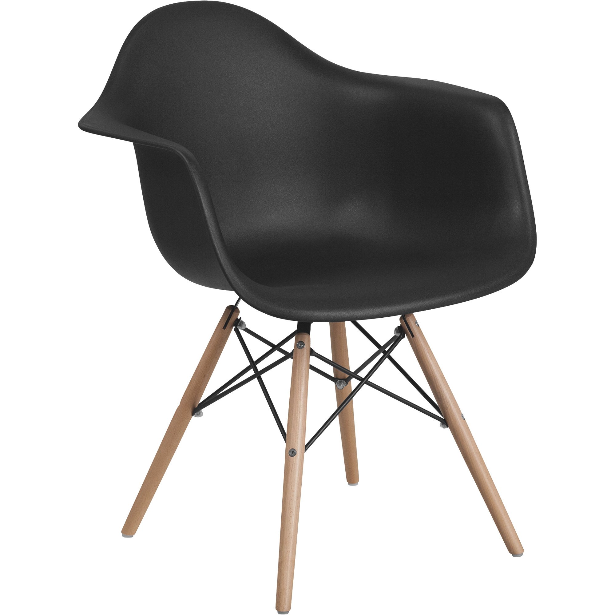 Flash Furniture Plastic Chair with Wood Base — 24 1/2in.W x 25in.D x 31 1/4in.H